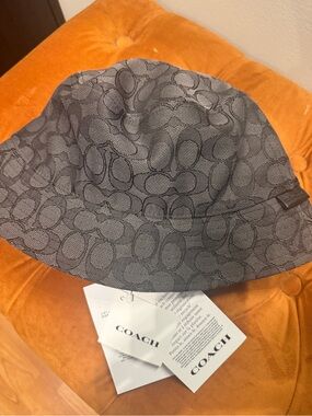 Coach Gray Signature Monogram Bucket Hat